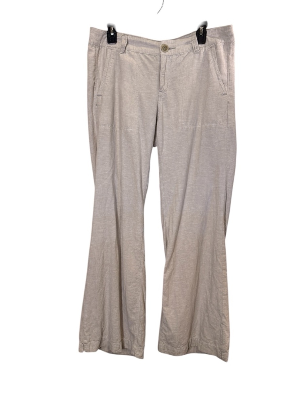 Pilcro Women's Light Gray Linen and Cotton Blend Wide Leg Casual Pants sz 10